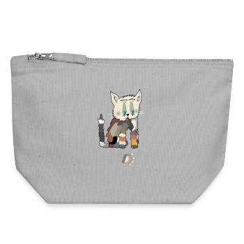 Patchwork Katze Fred Tatze - Canvas Reißverschluss-Täschchen (18 x 19 cm) - Grau meliert - Vorne
