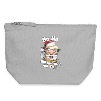 Ho Ho Hol mir mal ein Weihnachtsbier Santa Claus - Canvas Reißverschluss-Täschchen (18 x 19 cm) - Grau meliert - Vorne