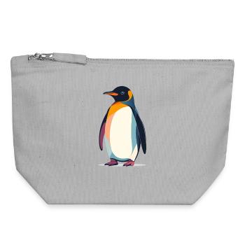 abstrakter Pinguin steht auf Eis Vektor Grafik - Canvas Reißverschluss-Täschchen (18 x 19 cm) - Grau meliert - Vorne