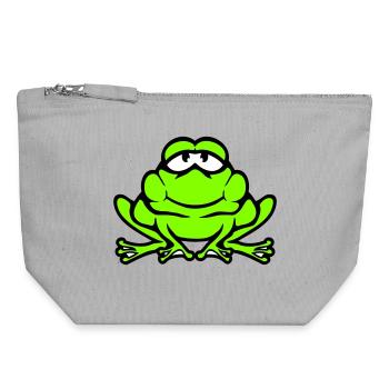 Frog Toad Smiles Funny Comic Happy Cool - Canvas Zip Pouch 18 x 19 cm - sports grey - Front