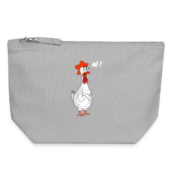 Humorvolle Huhn Cartoon Illustration - Canvas Reißverschluss-Täschchen (18 x 19 cm) - Grau meliert - Vorne