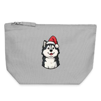 Husky Santa Pup - Canvas Zip Pouch 18 x 19 cm - sports grey - Front