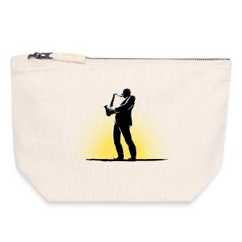 Saxophonist in scene - Canvas Zip Pouch 18 x 19 cm - nature - Front