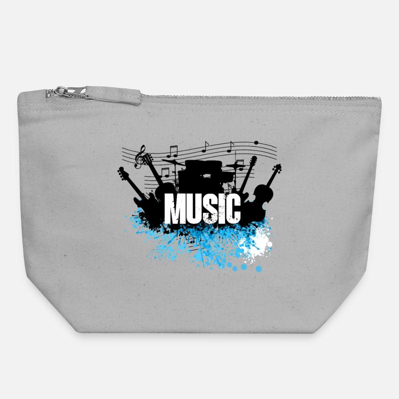 Tipografia Splash Grunge Musicale - Pochette in tela con zip 18 x 19 cm - grigio melange