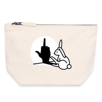 Kaninchen Schatten Hand FUCK OFF Mittelfinger Hase - Canvas Reißverschluss-Täschchen (18 x 19 cm) - Naturweiß - Vorne