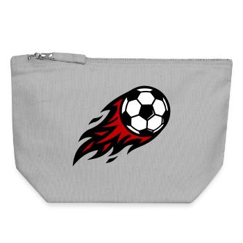Fussball Feuer Ball - Canvas Reißverschluss-Täschchen (18 x 19 cm) - Grau meliert - Vorne