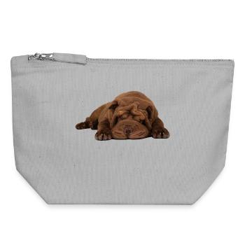 Shar-Pei - Canvas Reißverschluss-Täschchen (18 x 19 cm) - Grau meliert - Vorne