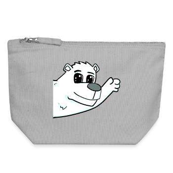 Polar Bear Greeting - Canvas Zip Pouch 18 x 19 cm - sports grey - Front