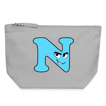 N - Pochette zippée en toile 18 x 19 cm - gris chiné - Devant