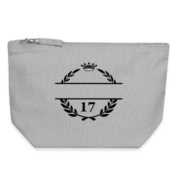 Bannière de nom Lauwerkrans avec le numéro 17 - Pochette zippée en toile 18 x 19 cm - gris chiné - Devant