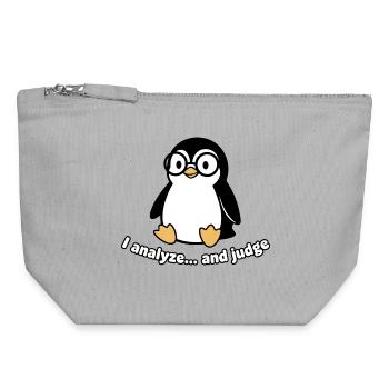 Penguin Thinker with Glasses - Canvas Zip Pouch 18 x 19 cm - sports grey - Front