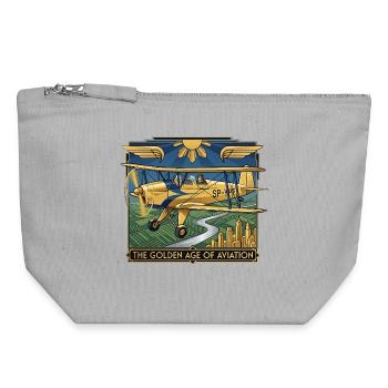 Golden Age of Aviation – Der Geist der Pioniere - Canvas Reißverschluss-Täschchen (18 x 19 cm) - Grau meliert - Vorne