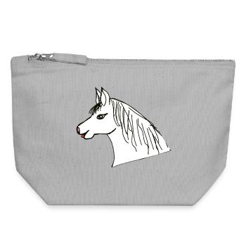Pferdekopf Pony Pferd Kinder Pferde - Canvas Reißverschluss-Täschchen (18 x 19 cm) - Grau meliert - Vorne