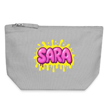 Graffiti SARA Name Gift Ideal Printable - Canvas Zip Pouch 18 x 19 cm - sports grey - Front