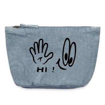Handzeichen, Hi , Comic - Vintage Reißverschluss-Täschchen (18 x 21 cm) - vintage light blue - Vorne