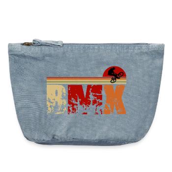 Retro BMX Design – Classic & Stylish - Vintage Zip Pouch 18 x 21 cm - vintage light blue - Front