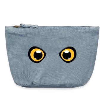 zwei leuchtende Augen einer Eule - Vintage Reißverschluss-Täschchen (18 x 21 cm) - vintage light blue - Vorne