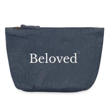 Beloved Christian | Minimalist Heart Design - Vintage Zip Pouch 18 x 21 cm - vintage denim - Front