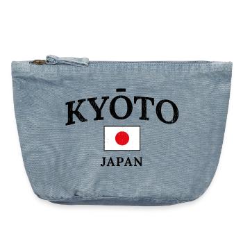 Kyoto Japan Flag Motif - Vintage Zip Pouch 18 x 21 cm - vintage light blue - Front