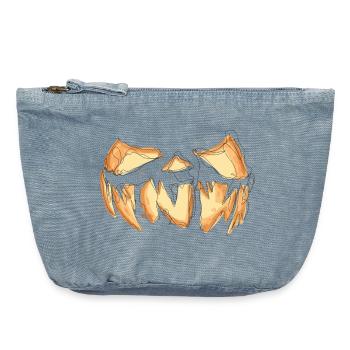 Pumpkin Face Halloween Scribble - Vintage Zip Pouch 18 x 21 cm - vintage light blue - Front