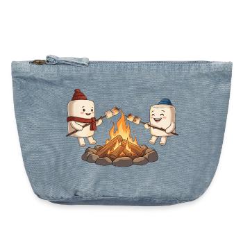 Lagerfeuer-Marshmallow-Freunde - Vintage Reißverschluss-Täschchen (18 x 21 cm) - vintage light blue - Vorne