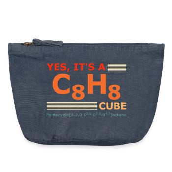 C8H8 Cubane – Yes it's a Cube retro Chemie - Pochette zippée vintage 18 x 21 cm - vintage bleu jeans - Devant