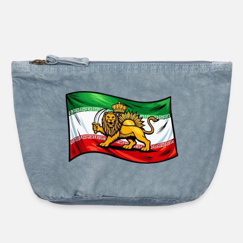 Drapeau de la Perse et de l’Iran - Pochette zippée vintage 18 x 21 cm - vintage light blue