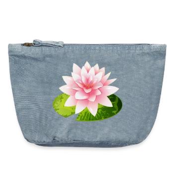 bright water lily with green water lily petal - Vintage Zip Pouch 18 x 21 cm - vintage light blue - Front