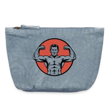 Homme fort vintage - Pochette zippée vintage 18 x 21 cm - vintage light blue - Devant