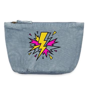 Yellow Beam Neon Explosion - Vintage Zip Pouch 18 x 21 cm - vintage light blue - Front