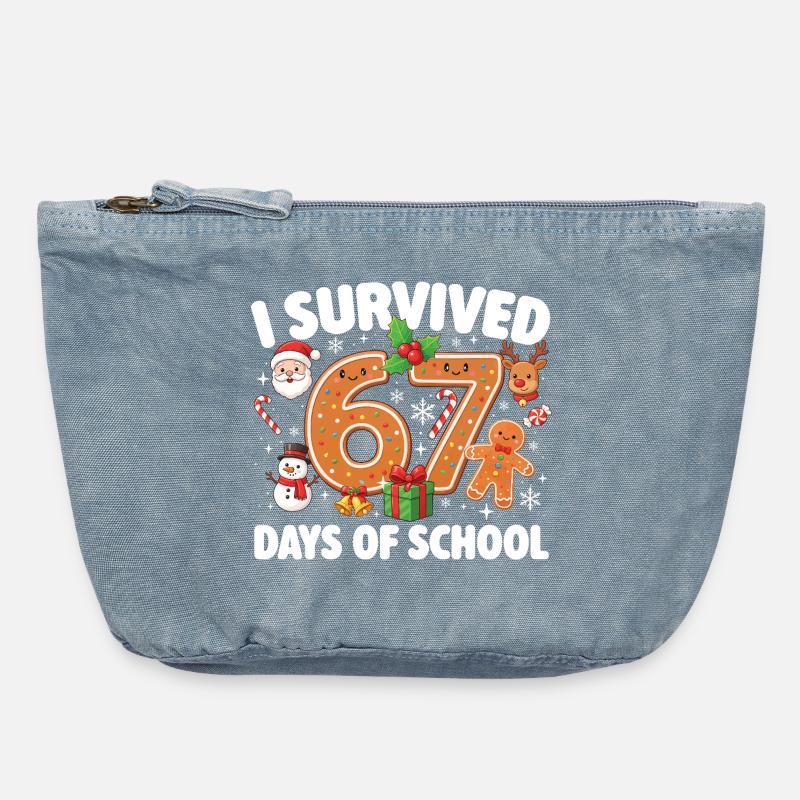 67 Days Survived Funny Student School Meme - Vintage Zip Pouch 18 x 21 cm - vintage light blue