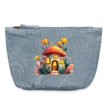 Pilzhäuschen Waldleuchten Fantasie - Vintage Reißverschluss-Täschchen (18 x 21 cm) - vintage light blue - Vorne