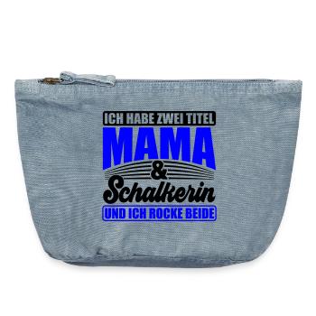 Farbe änderbar | Titel Mama Schalkerin - Vintage Reißverschluss-Täschchen (18 x 21 cm) - vintage light blue - Vorne