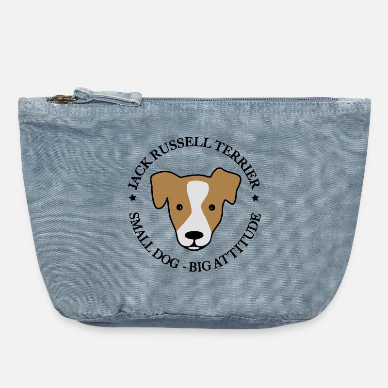 Jack Russell Terrier - Vintage Zip Pouch 18 x 21 cm - vintage light blue