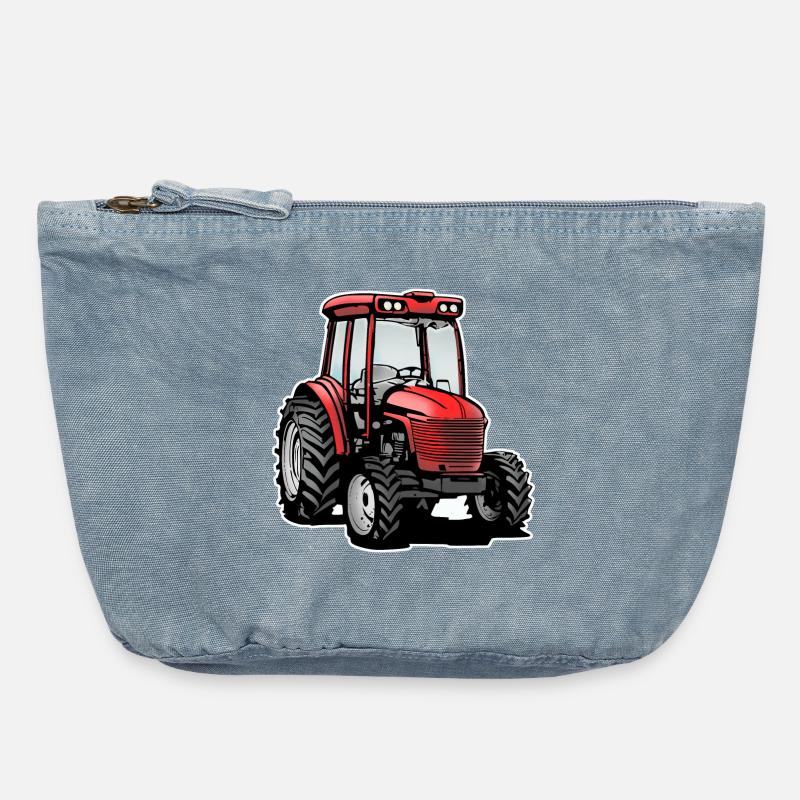 Traktor / tractor - Vintage Reißverschluss-Täschchen (18 x 21 cm) - vintage light blue