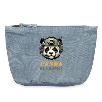 Panda in Mission / Military - Vintage Zip Pouch 18 x 21 cm - vintage light blue - Front