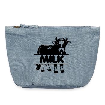 Conception de vache laitière avec barre 'MILK' - Pochette zippée vintage 18 x 21 cm - vintage light blue - Devant