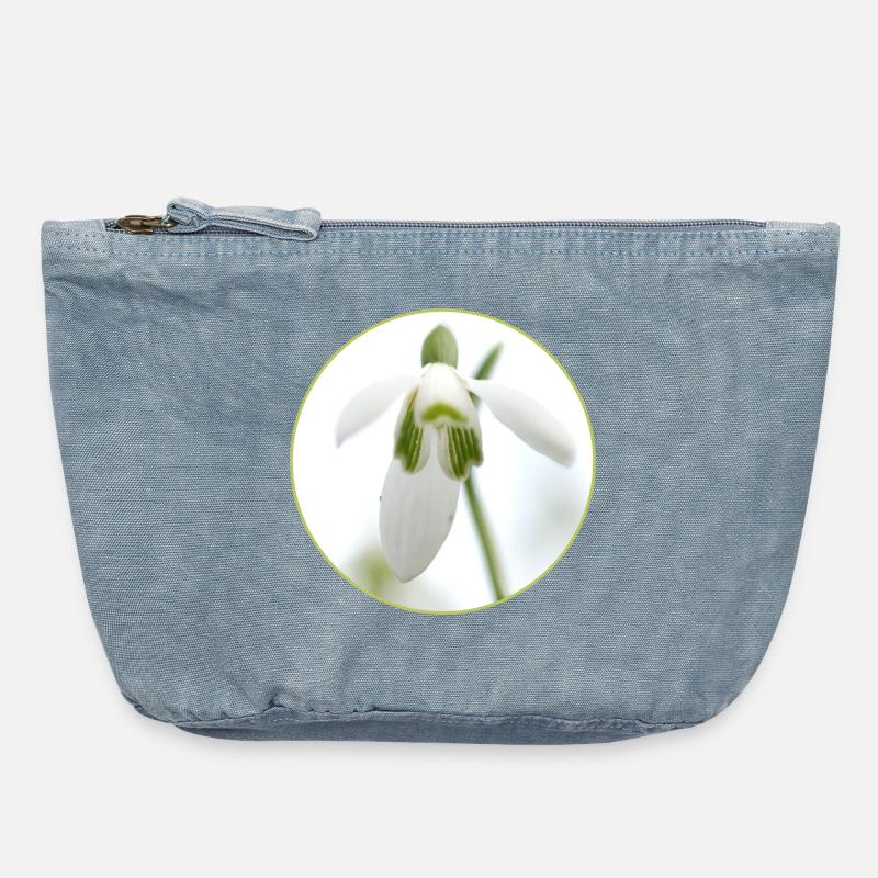 Snowdrop Blossom White Blossom Spring - Vintage Zip Pouch 18 x 21 cm - vintage light blue