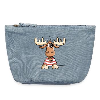 Funny Moose Pirate I Pirate Comic I Fun Gift - Vintage Zip Pouch 18 x 21 cm - vintage light blue - Front