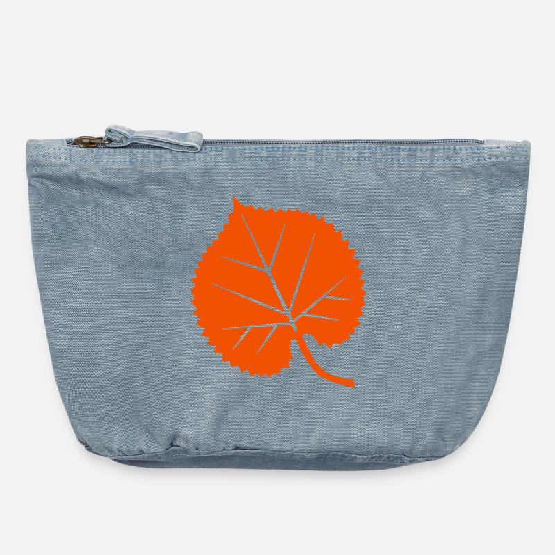 Feuille de tilleul - Pochette zippée vintage 18 x 21 cm - vintage light blue