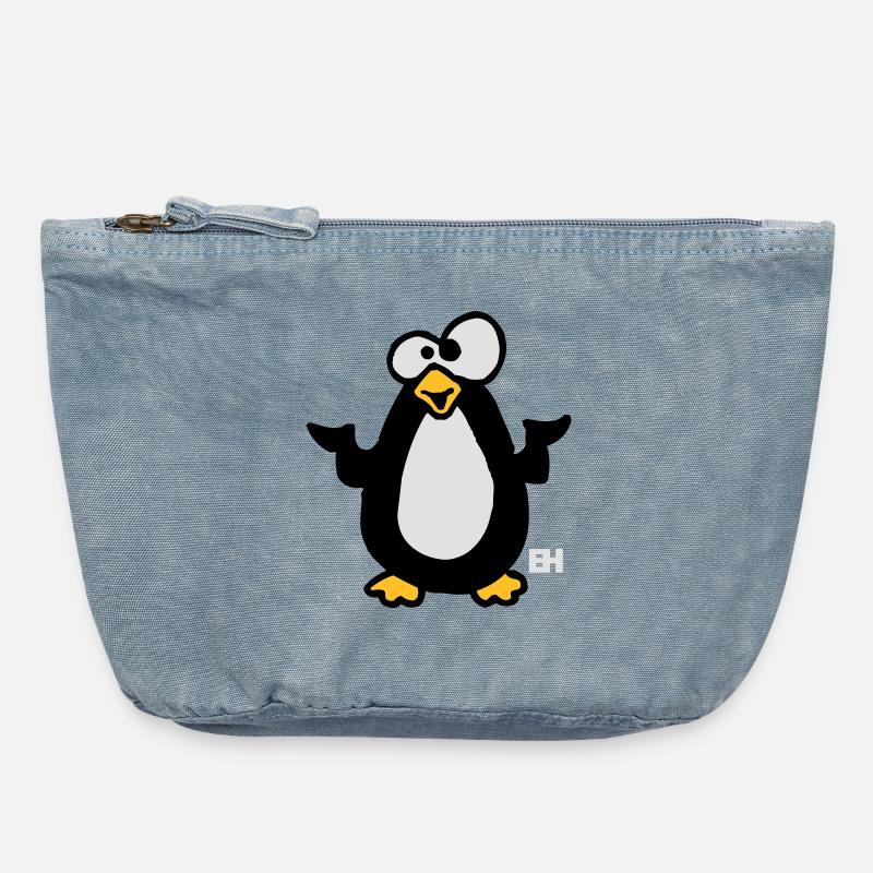 Cute Penguin Illustration for Apparel - Vintage Zip Pouch 18 x 21 cm - vintage light blue