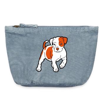 Orangener Hund Cartoon Muster - Vintage Reißverschluss-Täschchen (18 x 21 cm) - vintage light blue - Vorne