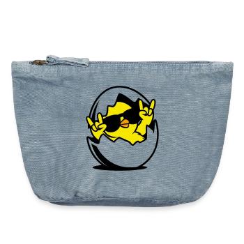 Rock Küken – Cooles Küken im Ei - Vintage Reißverschluss-Täschchen (18 x 21 cm) - vintage light blue - Vorne