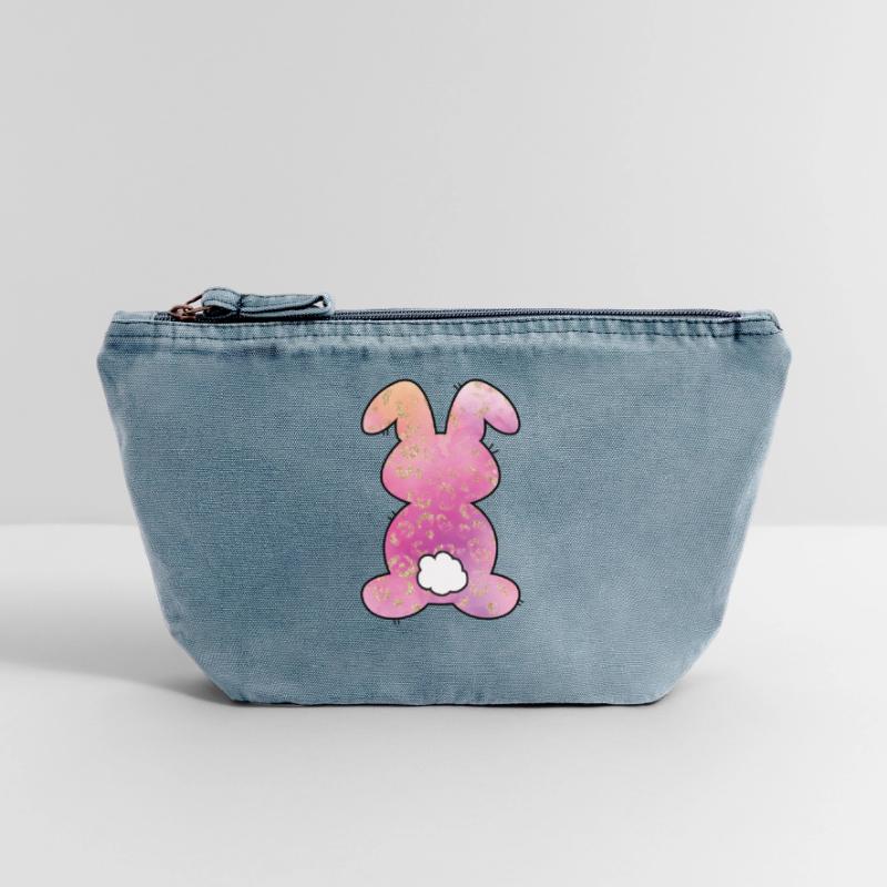 Leopard Pattern Rabbit Easter Vintage Zip Pouch 18 x 21 cm