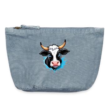 Kuh im Comic-Style - Vintage Reißverschluss-Täschchen (18 x 21 cm) - vintage light blue - Vorne