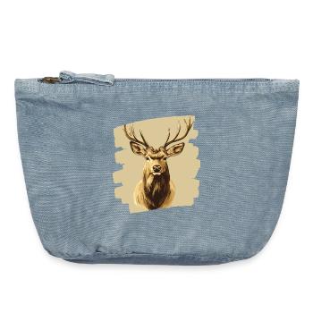 Deer with antlers - Vintage Zip Pouch 18 x 21 cm - vintage light blue - Front