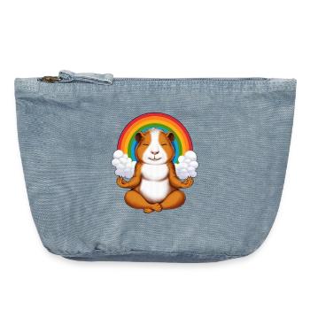 Meerschweinchen-Meditation - Vintage Reißverschluss-Täschchen (18 x 21 cm) - vintage light blue - Vorne