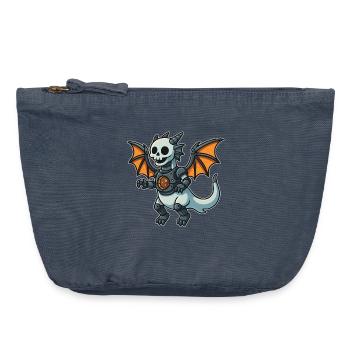 Roboterdrache mit Knochenhelm und Flügeln - Vintage Reißverschluss-Täschchen (18 x 21 cm) - Vintage Denim - Vorne