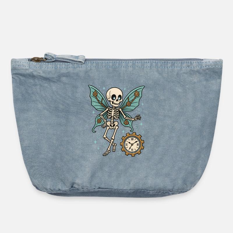 Skelet sommerfugle bevægelse - Vintage taske med lynlås 18 x 21 cm - vintage light blue