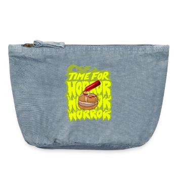 Bayrische Streetwear Halloween Leberkas Ketchup - Vintage Reißverschluss-Täschchen (18 x 21 cm) - vintage light blue - Vorne